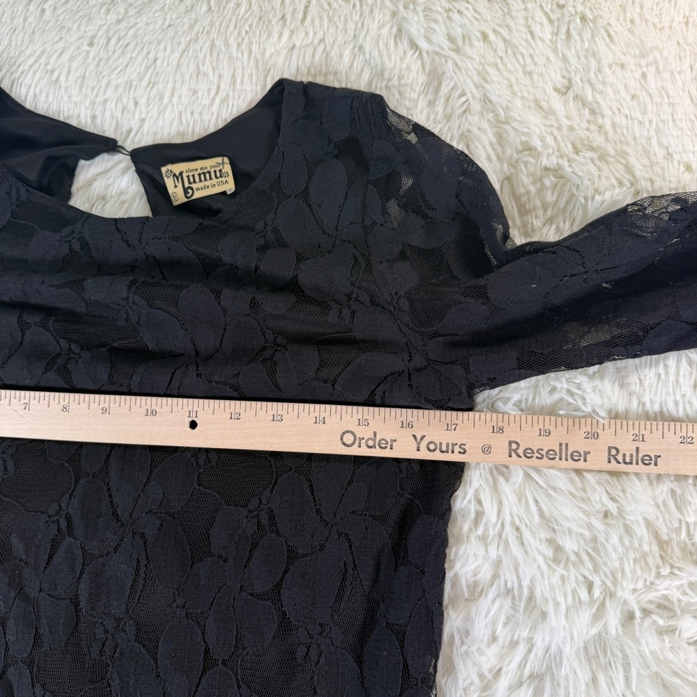 Vintage‎ Show Me Your Mumu Small Lace Mini Dress Black Witchy Whimsigoth Fairy - Picture 6 of 12